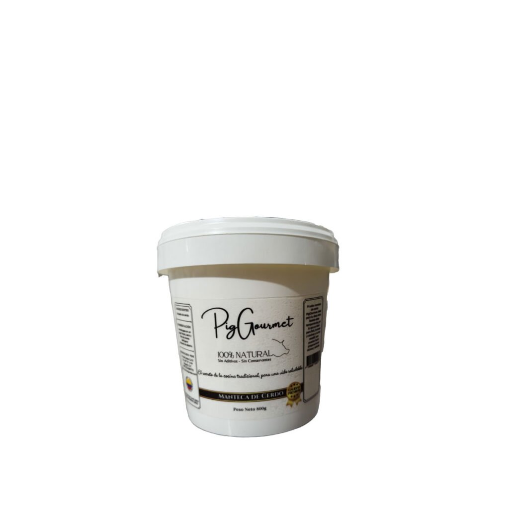 Manteca de cerdo 800 gramos. Presentación en tarro, ideal en la producción de galletas, bizcochos, empanadas, tortillas, panes y frituras